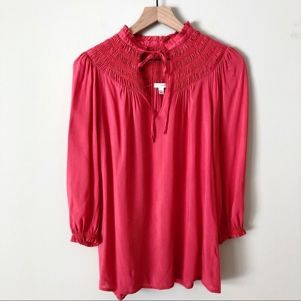 Anthro Odille | Red Orange Blouse Size 4
